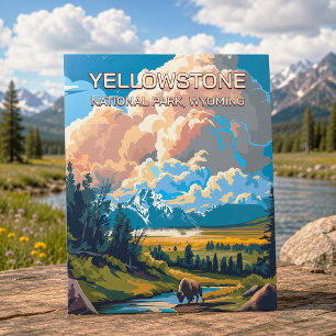 Vintage Retro Yellowstone National Park Wyoming Postcard
