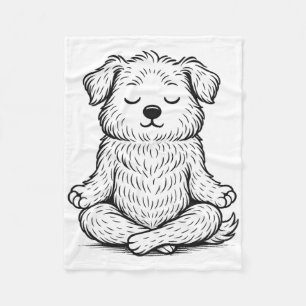 Vintage Retro Yoga Dog Cavalier King Charles Spani Fleece Blanket