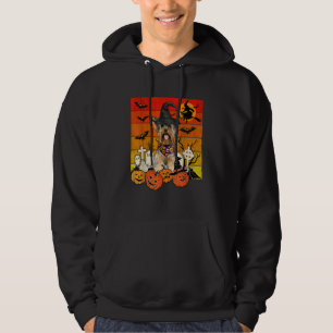 Vintage Retro Yorkshire Terrier Dog Witch Scary Pu Hoodie
