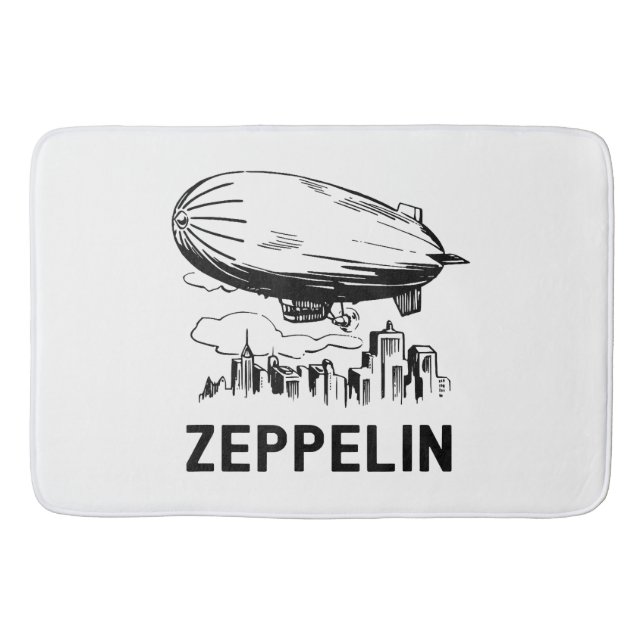 Vintage Retro Zeppelin - Dirigible Airship Sketch Bath Mat (Front)