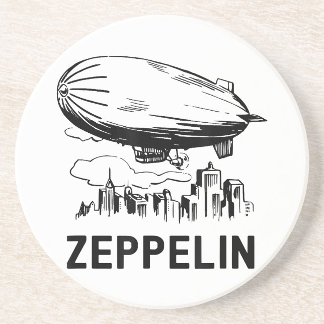 Vintage Retro Zeppelin - Dirigible Airship Sketch Coaster (Front)