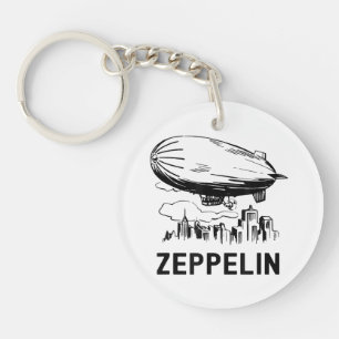 Vintage Retro Zeppelin - Dirigible Airship Sketch Key Ring