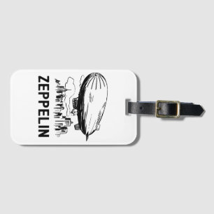 Vintage Retro Zeppelin - Dirigible Airship Sketch Luggage Tag