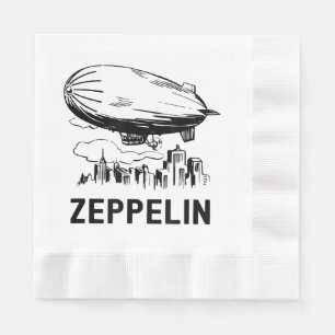 Vintage Retro Zeppelin - Dirigible Airship Sketch Napkin