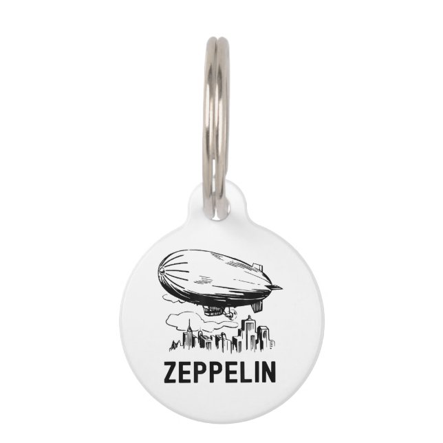 Vintage Retro Zeppelin - Dirigible Airship Sketch Pet Tag (Front)