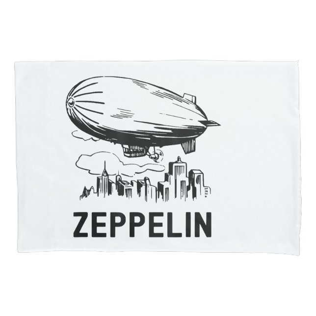 Vintage Retro Zeppelin - Dirigible Airship Sketch Pillowcase (Front)