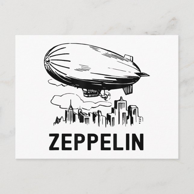 Vintage Retro Zeppelin - Dirigible Airship Sketch Postcard (Front)