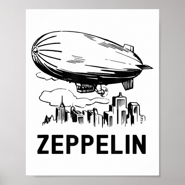 Vintage Retro Zeppelin - Dirigible Airship Sketch Poster (Front)