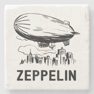 Vintage Retro Zeppelin - Dirigible Airship Sketch Stone Coaster