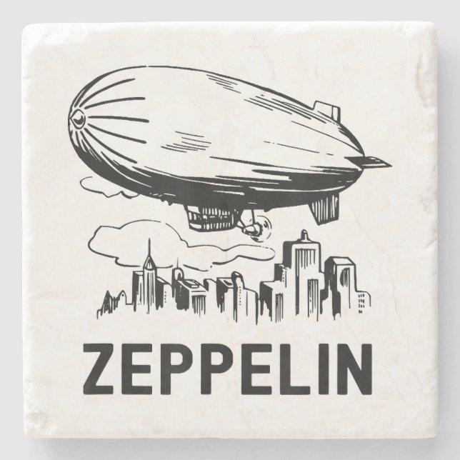 Vintage Retro Zeppelin - Dirigible Airship Sketch Stone Coaster (Front)