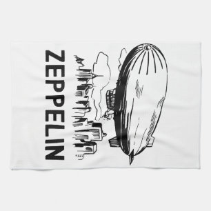 Vintage Retro Zeppelin - Dirigible Airship Sketch Tea Towel