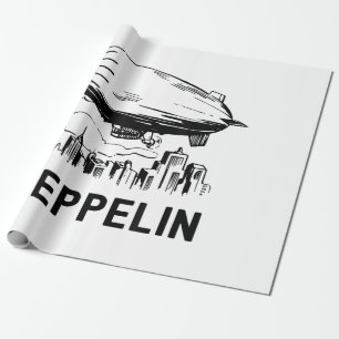 Vintage Retro Zeppelin - Dirigible Airship Sketch Wrapping Paper