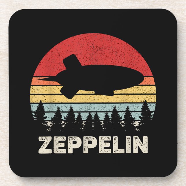 Vintage Retro Zeppelin Shirt Dirigible Airship Coaster (Front)
