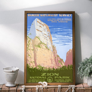 Vintage Retro Zion National Park Travel Poster