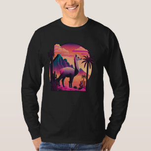 Vintage Retrowave Llama Synthwave 80s Vaporwave Al T-Shirt
