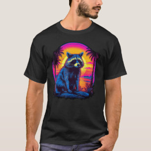 Vintage Retrowave Synthwave 80s Vaporwave Racoon  T-Shirt