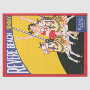 Vintage Revere Beach Carousel Poster Nostalgic Pat Tissue Paper