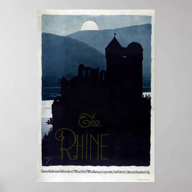 Vintage Rhine Castle European Travel Poster (Front)