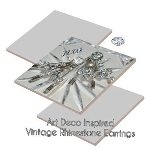 Vintage Rhinestone Art Deco Elegant Retro Glam Tile