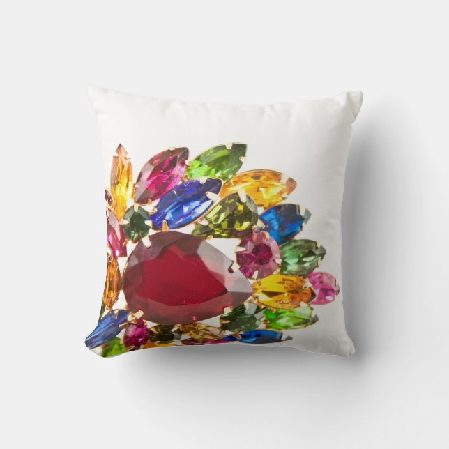 Vintage Rhinestone Throw Pillow (Front)