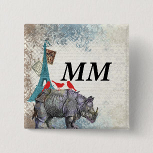 Vintage rhino 15 cm square badge