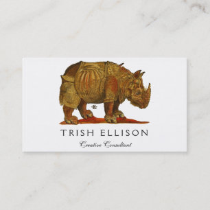 Vintage Rhino Durer's Rhinoceros Antique Business Card