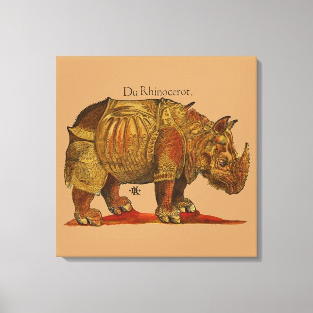 Vintage Rhino Durer's Rhinoceros Antique Canvas Print (Front)