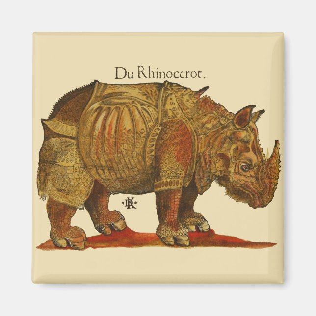 Vintage Rhino Durer's Rhinoceros Antique Magnet (Front)