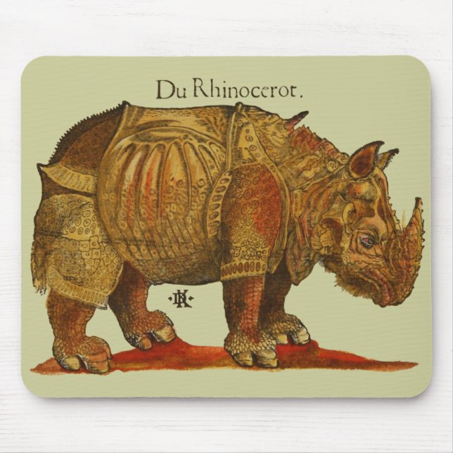 Vintage Rhino Durer's Rhinoceros Antique Mouse Mat (Front)
