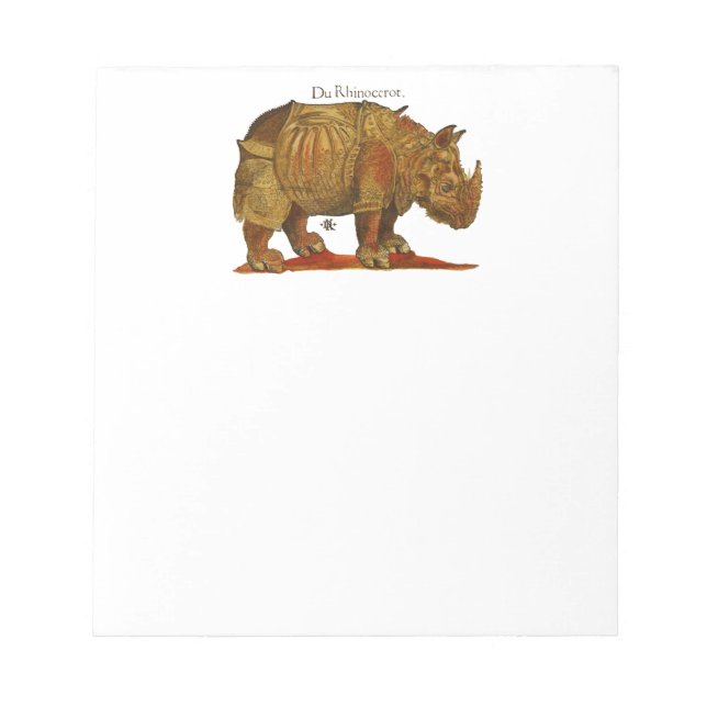 Vintage Rhino Durer's Rhinoceros Antique Notepad (Front)