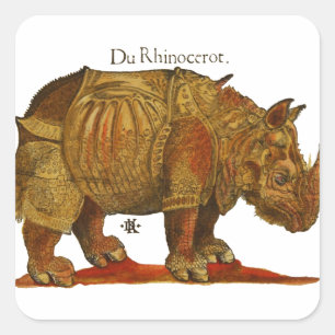 Vintage Rhino Durer's Rhinoceros Antique Square Sticker