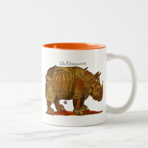 Vintage Rhino Durer's Rhinoceros Antique Two-Tone Coffee Mug