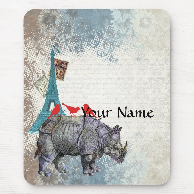 Vintage rhino mouse mat (Front)