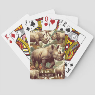 Vintage Rhino Seamless Playing Cards