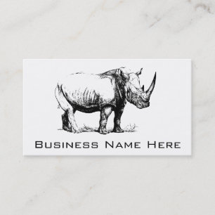 Vintage Rhinoceros Illustration, Animal Business Card