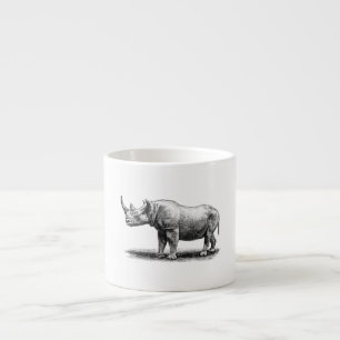 Vintage Rhinoceros Illustration Rhino Rhinos Espresso Cup