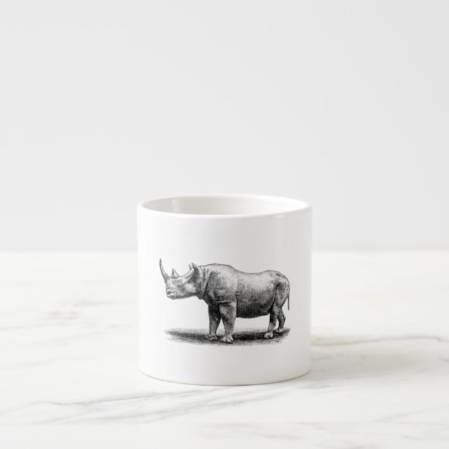 Vintage Rhinoceros Illustration Rhino Rhinos Espresso Cup (Front)