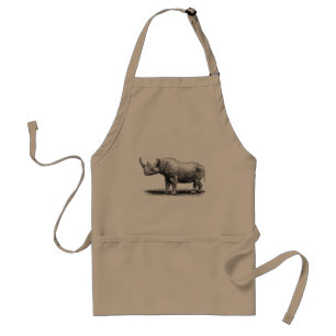 Vintage Rhinoceros Illustration Rhino Rhinos Standard Apron