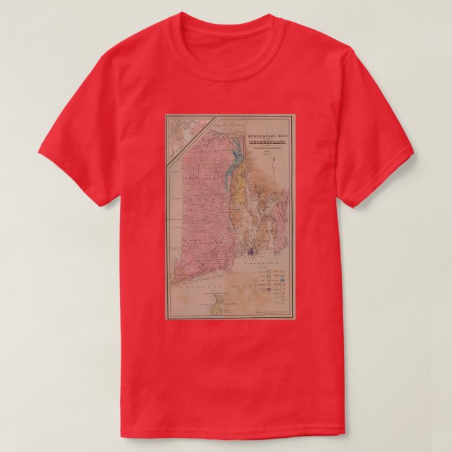 Vintage Rhode Island Geological Map 1840 T-Shirt (Design Front)