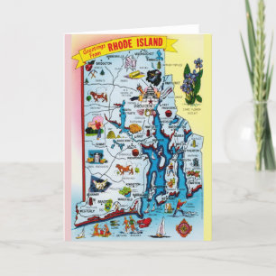 Vintage Rhode Island Map Card