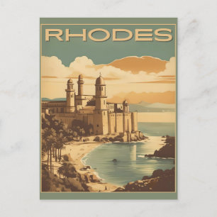 Vintage Rhodes Greece - Rhodes Island greece trip Postcard