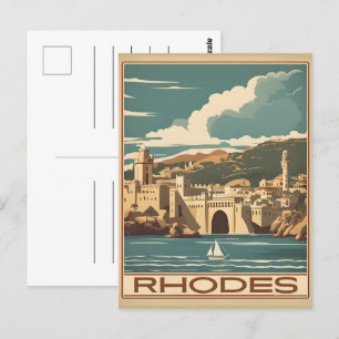 Vintage Rhodes Greece - Rhodes Island greece trip Postcard