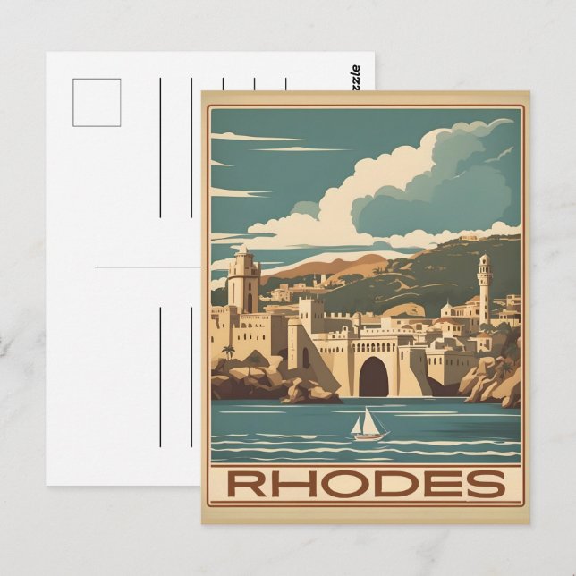 Vintage Rhodes Greece - Rhodes Island greece trip Postcard (Front/Back)
