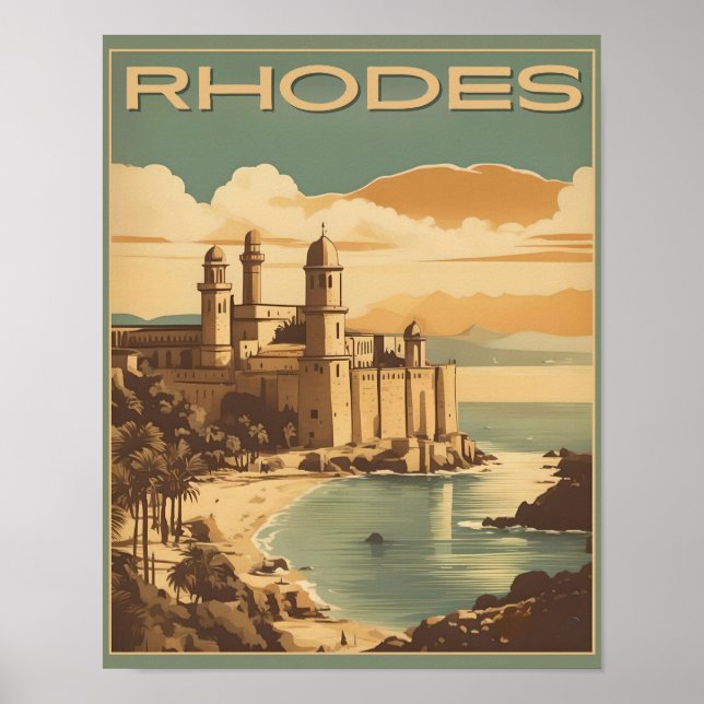 Vintage Rhodes Greece - Rhodes Island greece trip Poster (Front)
