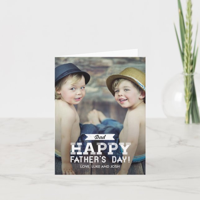 Vintage Ribbon Fathers Day Photo Card (Front)