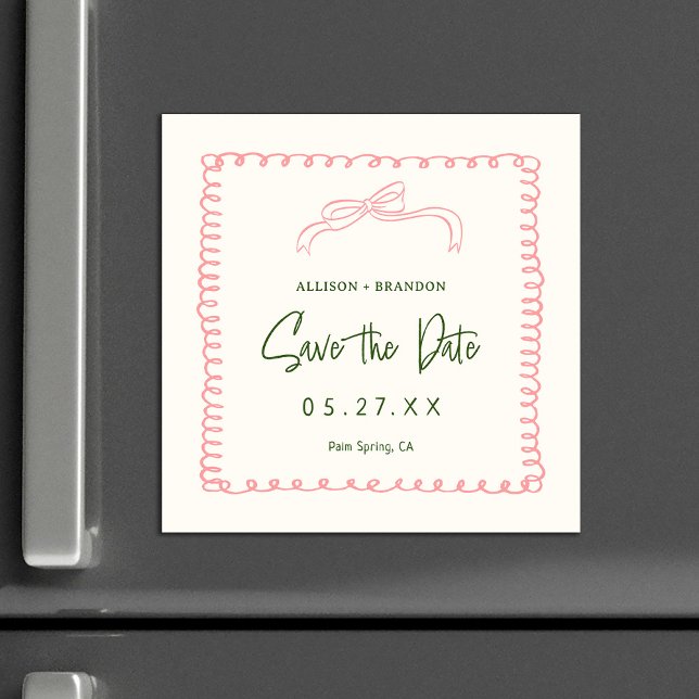 Vintage Ribbon Save The Date Wedding Magnets (Creator Uploaded)