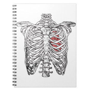 Vintage Ribcage & Heart Anatomy Halloween Notebook