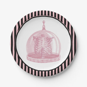 Vintage Ribcage in a Cloche   Halloween Apothecary Paper Plate