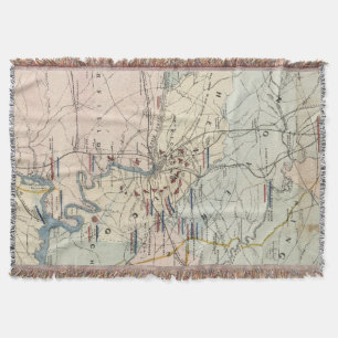 Vintage Richmond Virginia Civil War Battles (1864) Throw Blanket