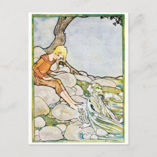 Vintage Rie Cramer Illustration Mermaid And Boy Postcard